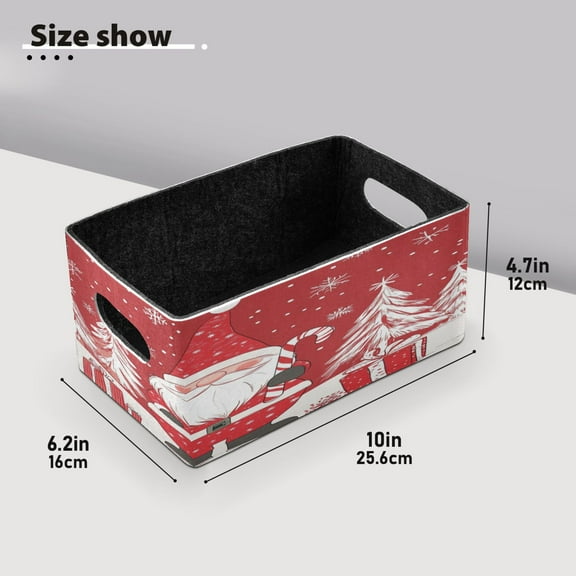 BZSMCE Shelf Baskets Lovely Santa Claus Pattern Storage Cube Bins 10.1*6.3*4.7in Set of 2