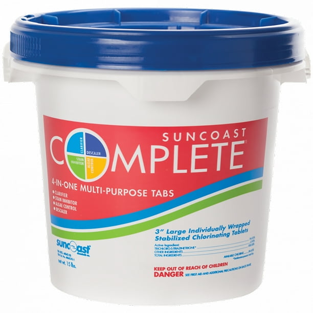 Suncoast Complete Chlorine Tablets 3 inch 15 lbs for Swimming Pools and