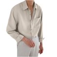 thumbnail image 2 of Aueoeo Men's Long Sleeve Shirts,Athletic T-Shirts Lightweight Men's Casual And Fashionable Solid Color Button Pocket Long Sleeved Lapel Shirt Comfortable, Soft T-Shirt for Men On Clearance, 2 of 4