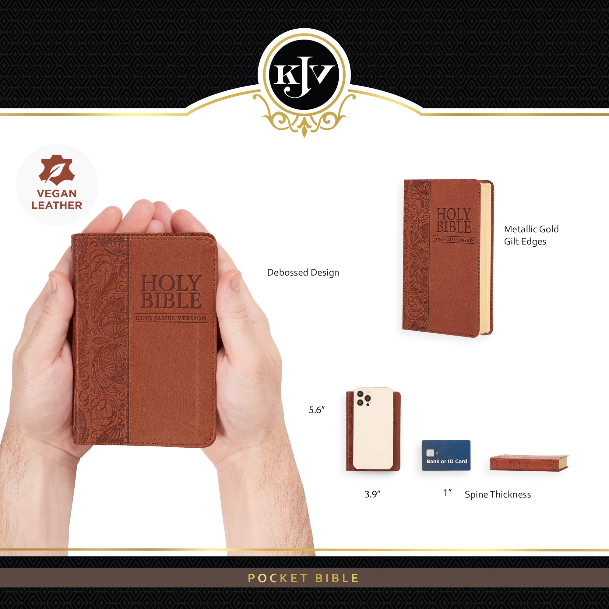 KJV Holy Bible, Mini Pocket Size, Faux Leather w/Ribbon, King James Version, Black, Zipper Closure - Walmart.com KJV Holy Bible, Mini Pocket Size, Faux Leather w/Ribbon, King James Version, Black, Zipper Closure - Walmart.com
