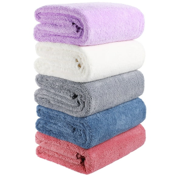 FOMIYES 5pcs Microfiber Bath Towel Soft Absorbent Body Towels For Spa Travel Home Gym Elegant Solid Color Design Brick
