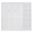 thumbnail image 4 of Full Foldable Murphy Bed with Flexible Slats and 5-layer Cabinet, MDF Wall Bed for Living Room, Bedroom and Guests Room, White, 4 of 9