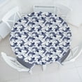 thumbnail image 3 of Ambesonne Fish Fitted Round Tablecloth, Eastern Traditional Animal, 40"- 44" Diameter, Dark Blue White, 3 of 5