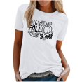 thumbnail image 1 of Blusa de manga corta con estampado de otoño y cuello redondo informal de verano para mujer Pompotops  hkajfhjk457368, 1 of 6