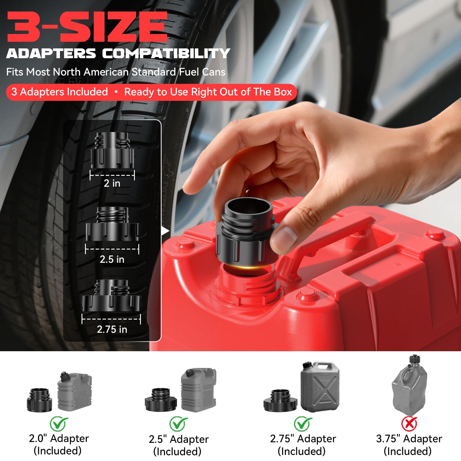 3.2 GPM Cordless Fuel Transfer Pump, Compatible with DeWalt 20V & Milwaukee 18V Batteries, Portable Gas Can Pump with 51'' Hose & 3 Adapters for Diesel & Gasoline (Bare Tool)