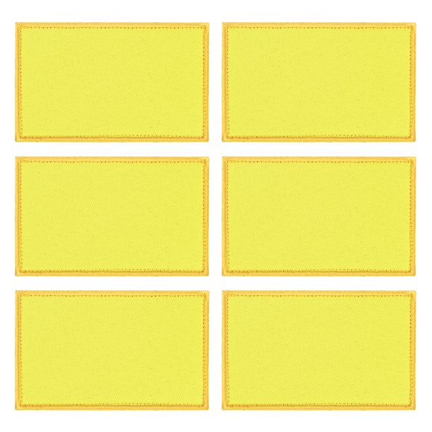 Uxcell 6-Pack Parche en Blanco de Bandera Sólida Amarilla, 3.1" x 2" Parches Bordados Rectangulares de Color Puro para DIY Ropa