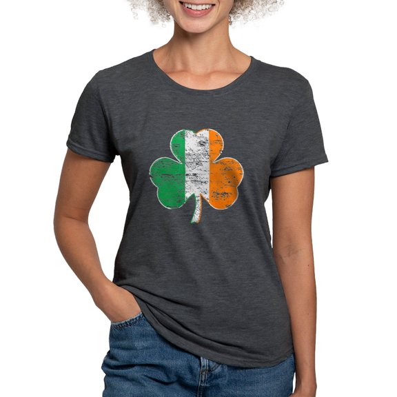 CafePress - Vintage Irish Flag Shamrock Women's Deluxe T Shirt - Womens Tri-blend T-Shirt