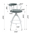 thumbnail image 3 of 26'' Blue Swivel Counter Height Bar Stool Set of 2, Modern Industrial Fabric Seat &amp; Metal Frame Bar Chairs for Kitchen Island, Dining Room, Home Bar, Ergonomic Comfort, 3 of 10