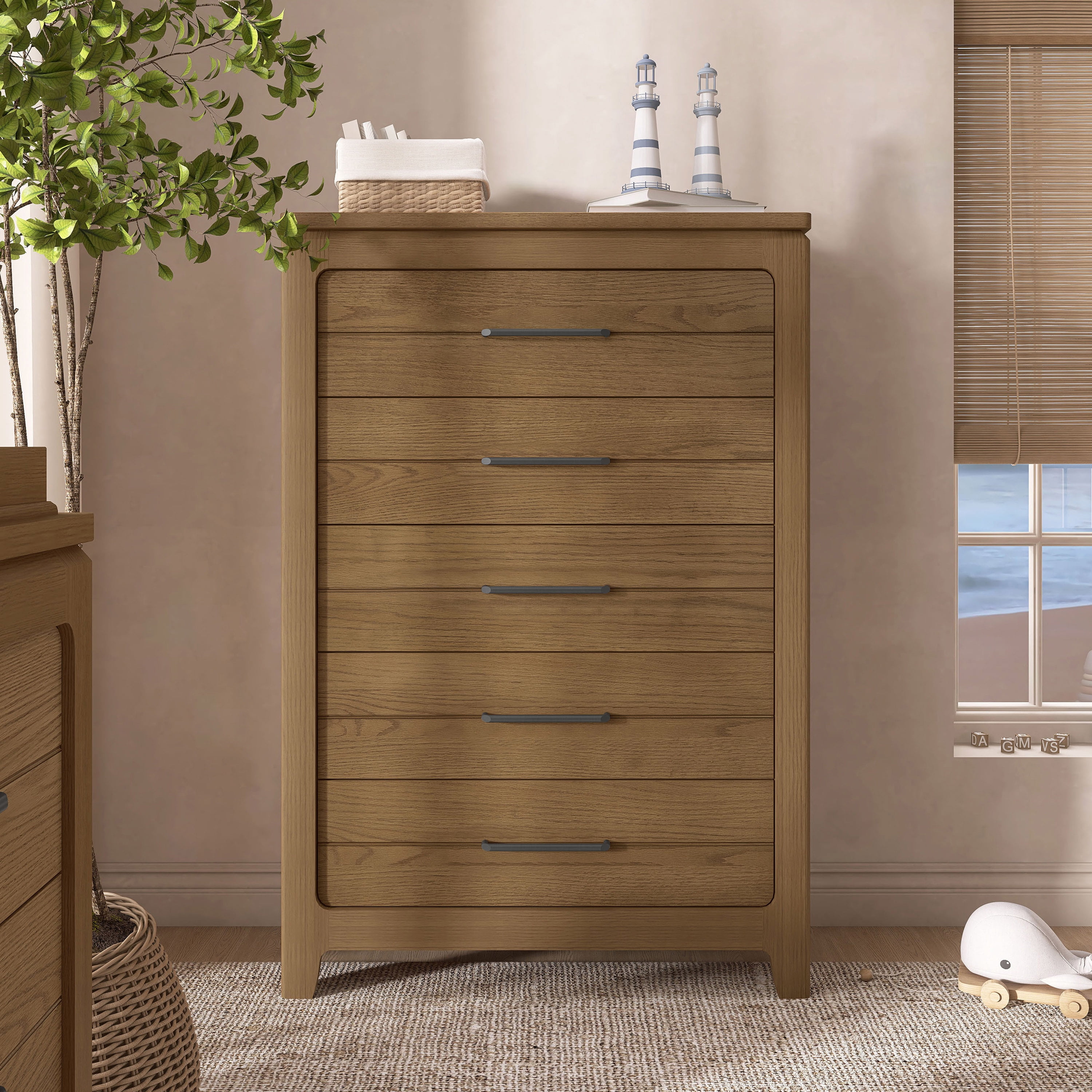 Evolur Oakley Tall Chest, Hickory