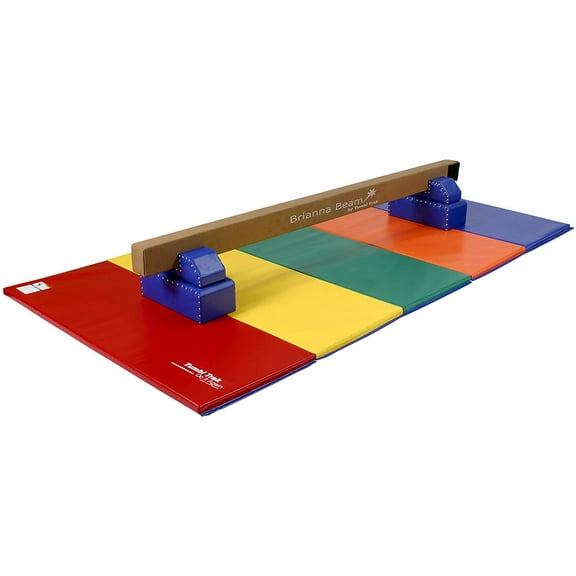 Tumbl Trak Brianna Balance Beam with Leg Bases & Gymnastics Tumbling Mat