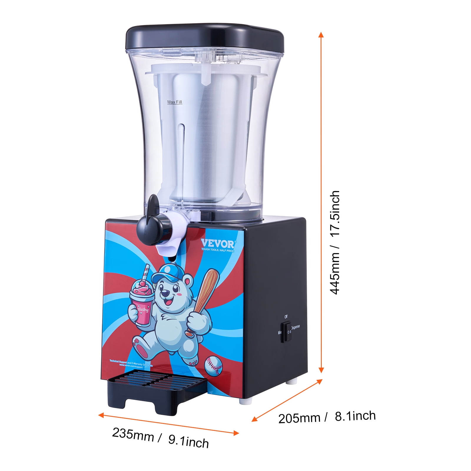 VEVOR Slushy Machine for Home, 34oz Tank Home-use Margarita Machine, Smoothie Frozen Drink Maker with Food-grade Materials, Slushie Machine for Home DIY, Kids Parties, Black