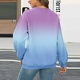thumbnail image 3 of Makaor Sweatshirt Women Crew Neck Tops Fleece Long Sleeve Pullover Gradient Casual Fall Clothes Purple M, 3 of 5