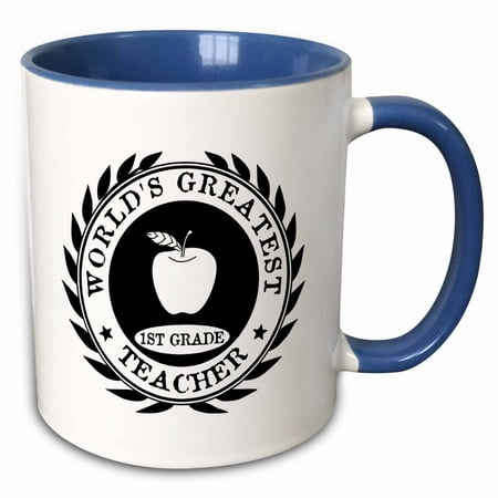 3dRose Worlds Greatest 1st Grade Teacher award Best first grade teaching gift - Two Tone Blue Mug,