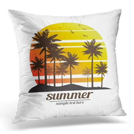 Coconut Pillow ARHOME Black Sun Tropical Palm Trees Island Silhouettes with Sunset Coconut Throw Pillow Case Pillow Cover Sofa Home Decor 16x16 Inches ()