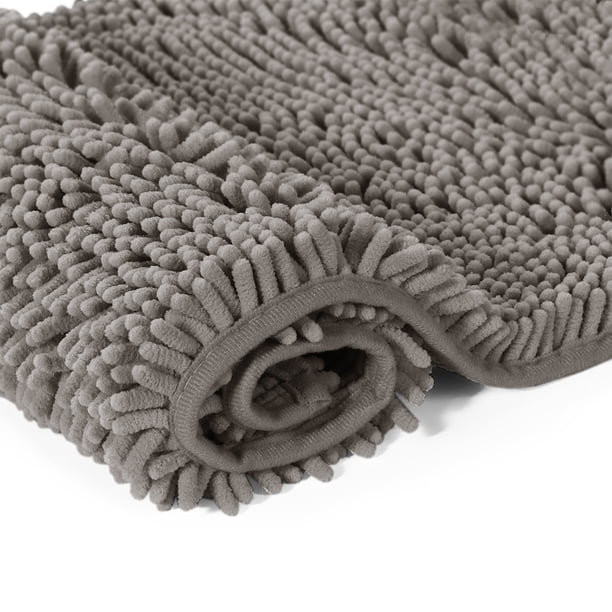 Naiovety Alfombrilla de chenilla con buena sensación de pisada para no dañar la absorción del suelo, alfombrilla para el suelo, alfombrilla Juegos de accesorios de baño Gris profundo 24*36 pulgadas
