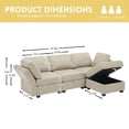 thumbnail image 2 of Llinc Store Modular convertible L-shaped Sectional Sofa Couch with Storage Ottoman Corner Couch for Living Room, Adjustable Arms and Backs, Beige, 2 of 13