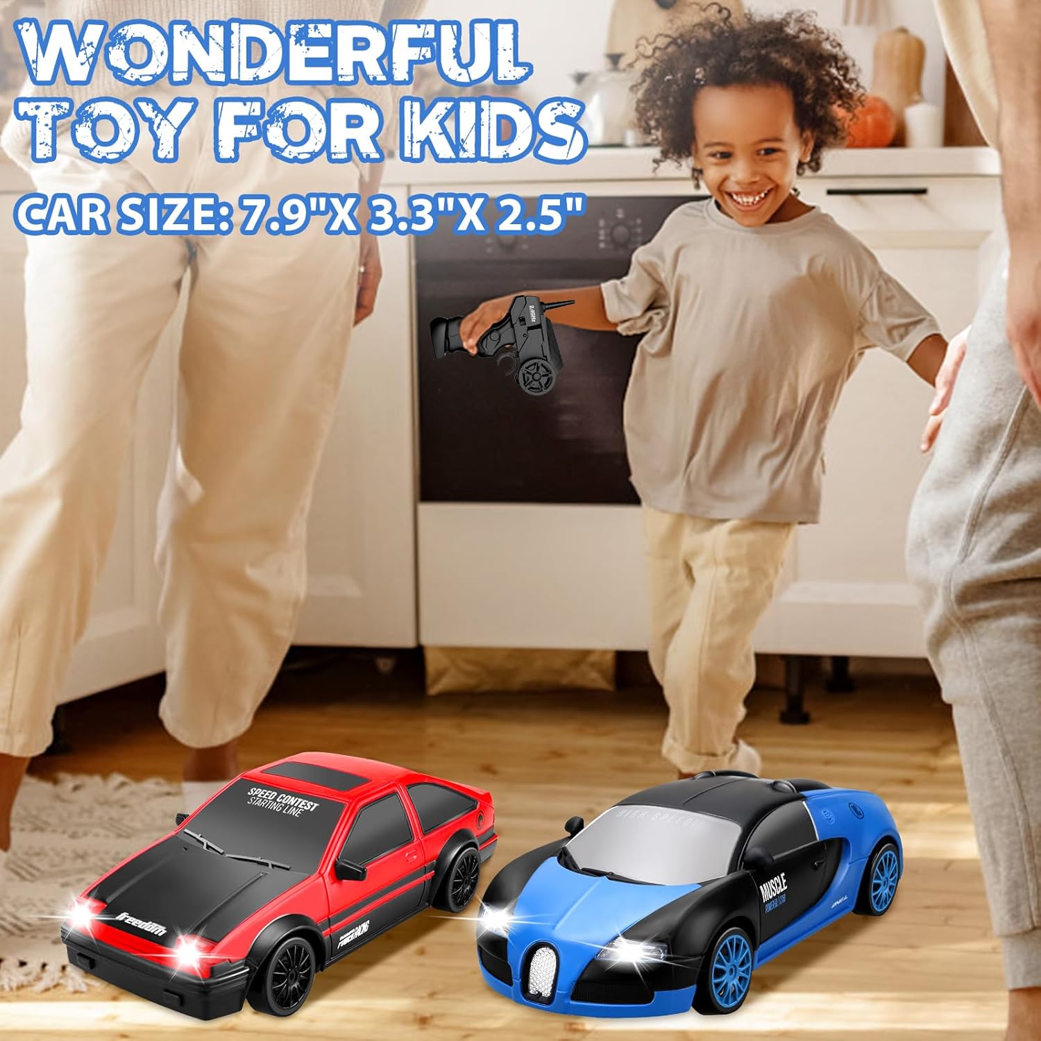 AIGIA 1:24 Scale Remote Control Car RC Drift Car 2.4GHz 4WD 15KM/H High Speed Two Batteries and Extra Tires Toys