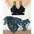 thumbnail image 4 of Toddler Swimsuit Girl Kids Girls 3 Piece Swimsuit Bathing Suit Floral Print Bikini Set with Cover Up Beach Skirt Bathing Suits for Girls Black 11 Years-12 Years, 4 of 7