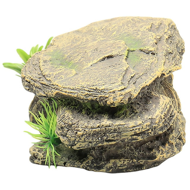 SHISUYAN Réservoir de Tortue en Résine Décoratif pour Aquarium Reptile Terrasse Améliore l'Appétit Visuel Multi 1 Pce