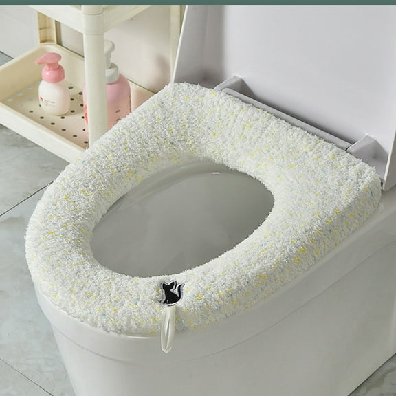 CxhicLuv Polyester Toilet Seat Cushion, Warm Bathroom Seat Pad, Toilet Lid Cover with Handle, Orange/Purple/Yellow, Washable Cushion for Extra Comfort, Portable and Easy to Clean for Bathroom Use