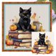 thumbnail image 1 of Hilo Algodón Bordado Impresión 11CT Libro Gato Punto Cruz 60x60cm, 1 of 9