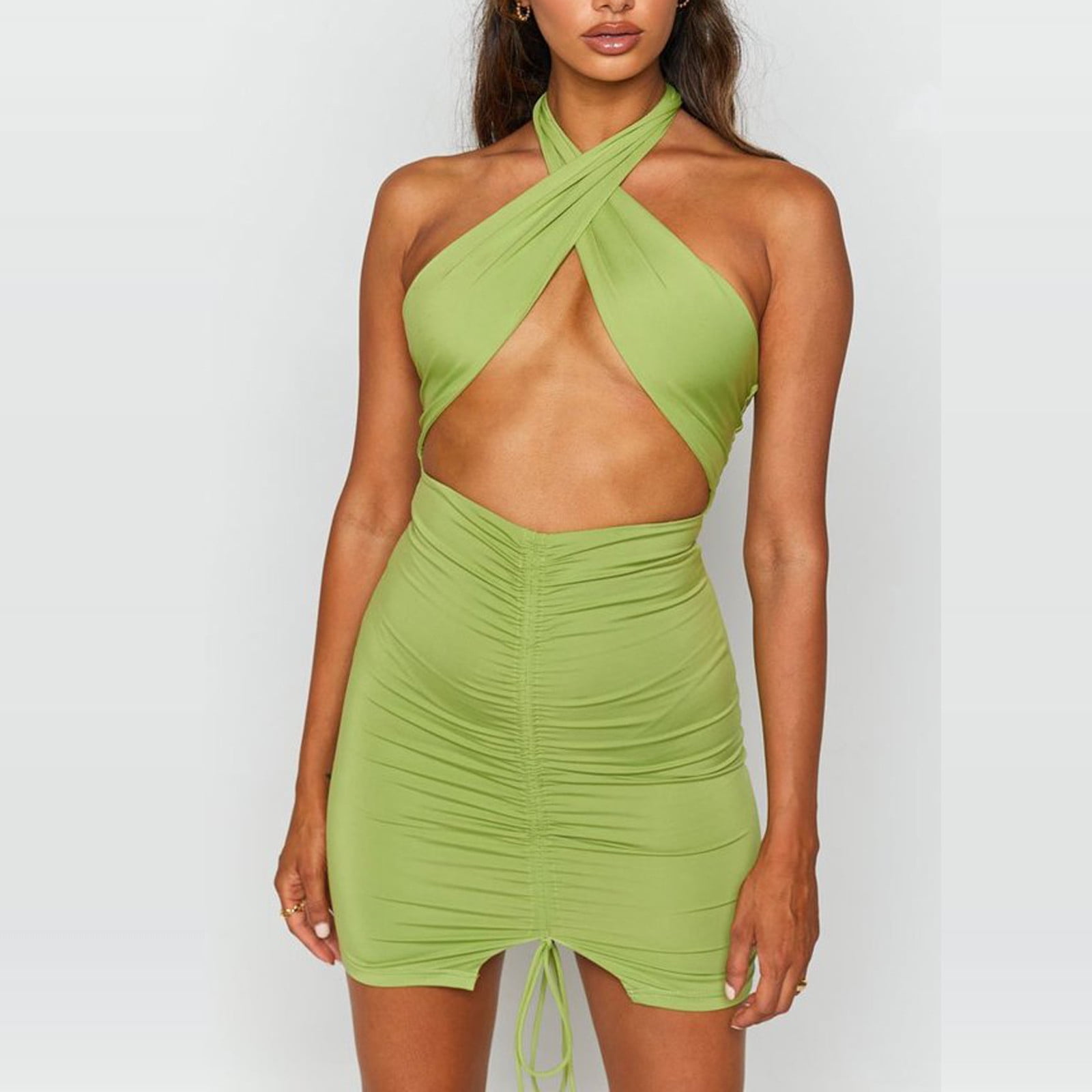 Sexy Solid Draw String Halter Wrapped Skirt Dresses Sexy Solid Draw String Halter Wrapped Skirt Dresses