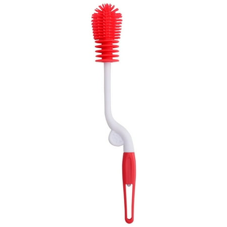

Silicone Bottle Brush Multifunctional Rotating and Quick Drying Cleaning Brush Household Bottle Brush Cup Scrubbing Tool (Red)