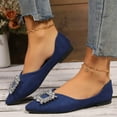 thumbnail image 6 of Blue Women'S Foreign Trade Suede Pointed Toe Diamond Buckle Flat Shoes Ideal For Indoor Activities And Comfort, 6 of 9