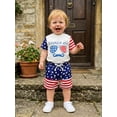thumbnail image 4 of BemeyourBBs Toddler Baby Boys Girls 4th of July Outfit Patriotic Independence Day Baby Summer Clothes Short Sleeve American Bro Letter Sunglasses Print T Shirt Tops Stars Stripe Shorts Set, 4 of 9