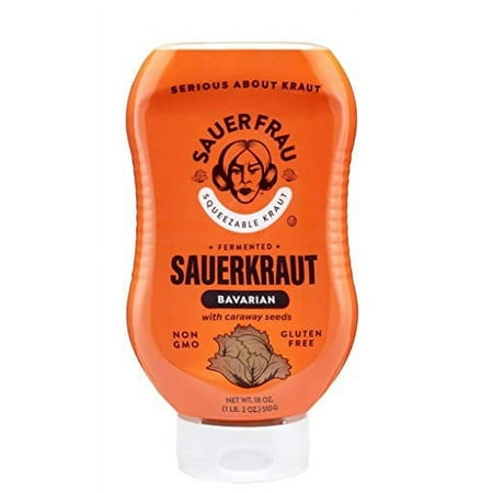 Sauer Frau, Sauerkraut Squeezable Mildly Sweet Bavarian Gluten-Free, 18 Ounce Pack Of 6