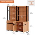 thumbnail image 2 of WAMPAT Modern Bookcases Set of 2, 72 Inch Tall Bookshelves with Storage Cabinet, Adjustable Shelves & Metal Frame, Home Office Library for Living Room, Mocha, 2 of 6