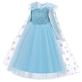 thumbnail image 1 of Vestido de princesa con capa larga de malla y lentejuelas de manga larga para niños, 1 of 5