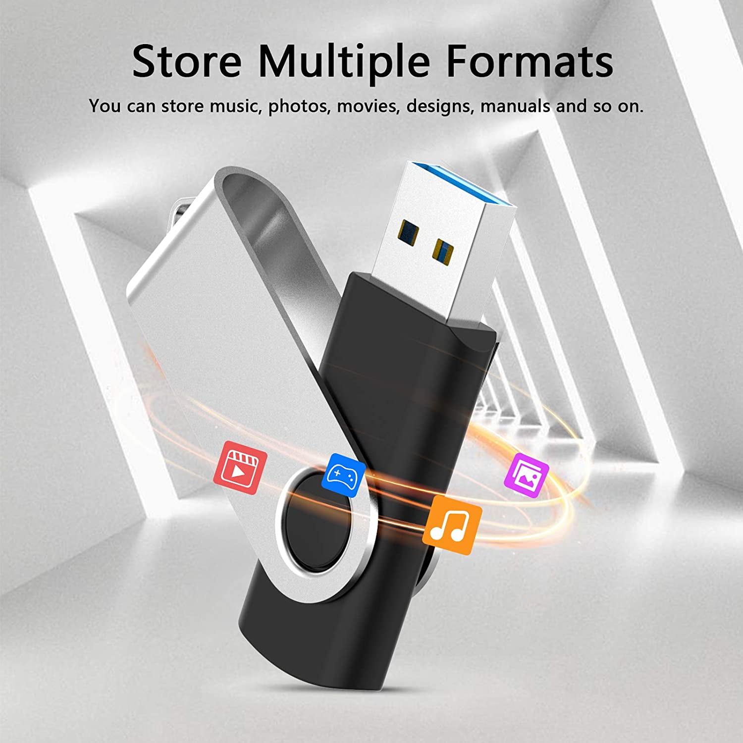 10 Pack 64GB USB 3.0 Flash Drives Memory Stick USB3.0 Thumb Drives 64GB 10PCS, Black