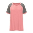 thumbnail image 4 of Zpanxa Womens Summer Tops Ladies' Casual Color Blocked Round Neck Short Sleeve T-Shirt Top, 4 of 8