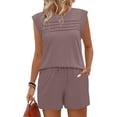 thumbnail image 2 of JYnXIANTI 2 Piece Short Sets for Women Sleeveless Pleated Tank Tops Elastic Waist Shorts Sets Summer Sweatsuit Workout Matching Set, 2 of 7