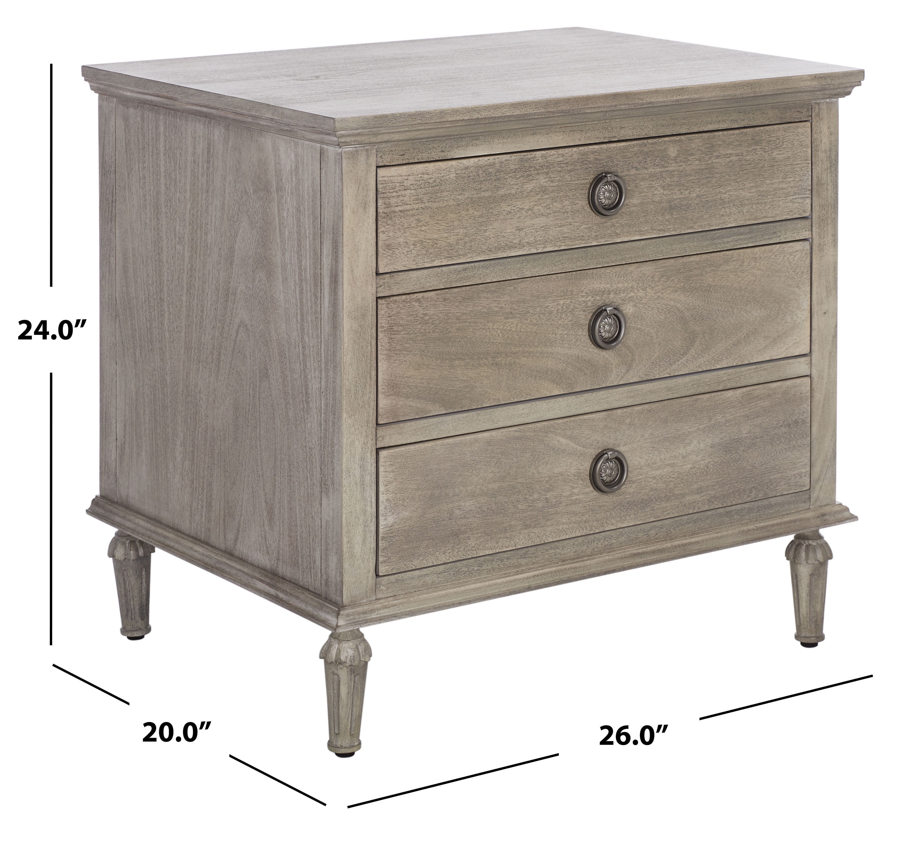 SAFAVIEH Couture Lisabet Contemporary Nightstand with 3 Drawers, Light Grey