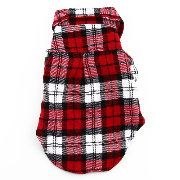 Herwey New Small Pet Dog Puppy Plaid T Shirt Lapel Coat Cat Jacket Clothes Costume Red S,small pet apparel;small pet costume;small puppy t-shirt;plaid puppy t-shirt;small dog clothes;pet t-shirt;t shi