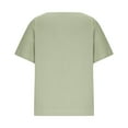 thumbnail image 6 of Lovskoo Women's Linen Shirts Short Sleeve Summer Loose Pollover Solid Color V-Neck Blouse Shirt Green, 6 of 9