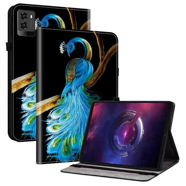 For Lenovo Legion Y700 (2025) Leather Case Pattern Printed Stand Tablet Cover with Card Slots - Blac