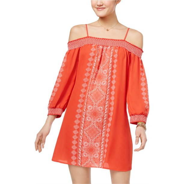 Vestido recto Trixxi con hombros descubiertos para mujer, naranja, mediano, estilo Cambio