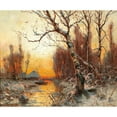 thumbnail image 2 of Julius Sergius Klever 14x12 Gold Ornate Wood Frame and Double Matted Museum Art Print Titled - Winter Landscape with Birch in the Evening Light, 2 of 4