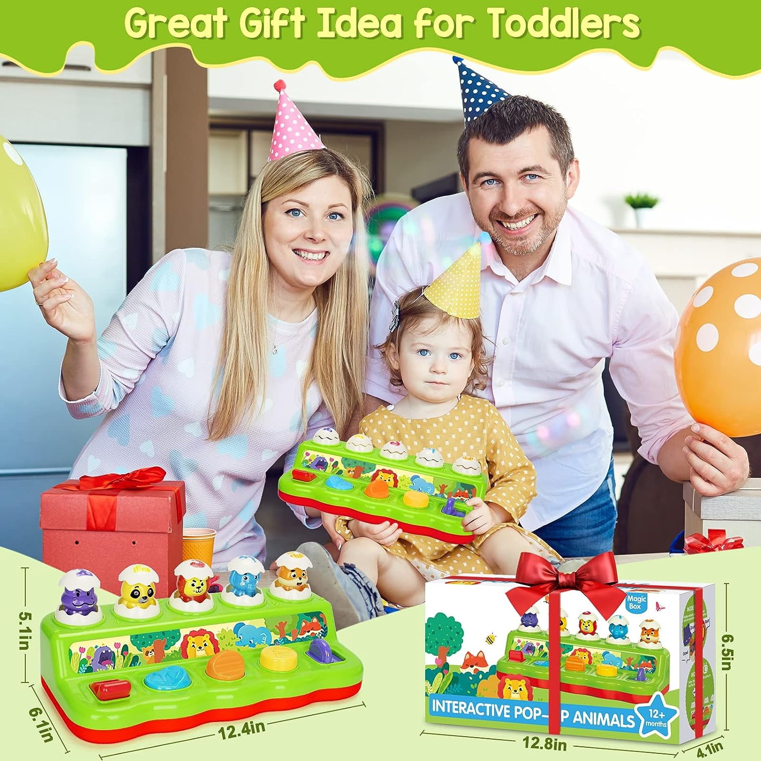 Interactive Montessori Toddler Toy | Toys for 1 Year Old, Baby Toys 9-12 Months 12-24 Months, Early Developmental Toy for Toddlers 1-3 Years, Birthday Gifts Learning Toys with Music Lights