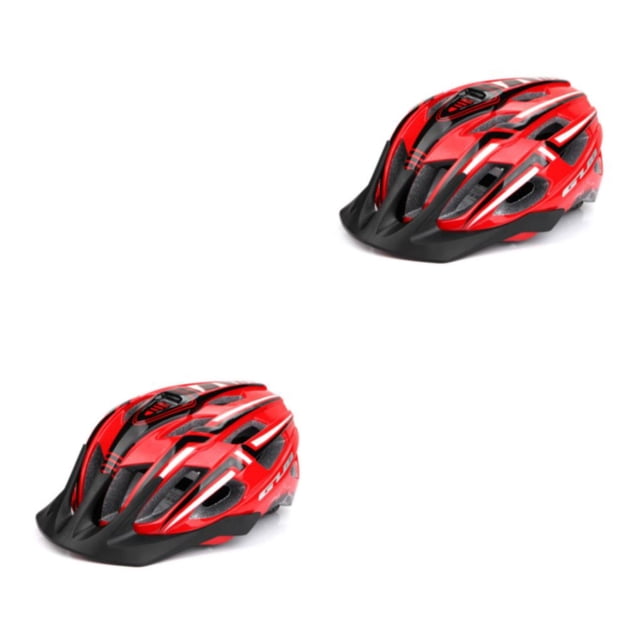 tamizeot Bike Helmet Taillight Riding Hat Integrally-molded Man Lady Adjustable Cap Rear Light for Motorbike Sport Red Black 2Set