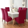 thumbnail image 2 of Large Chair Covers for Dining Room, Geometric Jacquard Slipcover for Large Dining Chair, Soft Stretch Washable Removable Parsons Chair Protector,Set of 1,Burgundy, 2 of 7