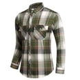 thumbnail image 2 of ZCFZJW Mens Plaid Shirts Cotton Long Sleeve Casual Big and Tall Fashion Slim Fit Button Down Flannel Lapel Collared Dress Shirts Tops Multicolor XXXXL, 2 of 7
