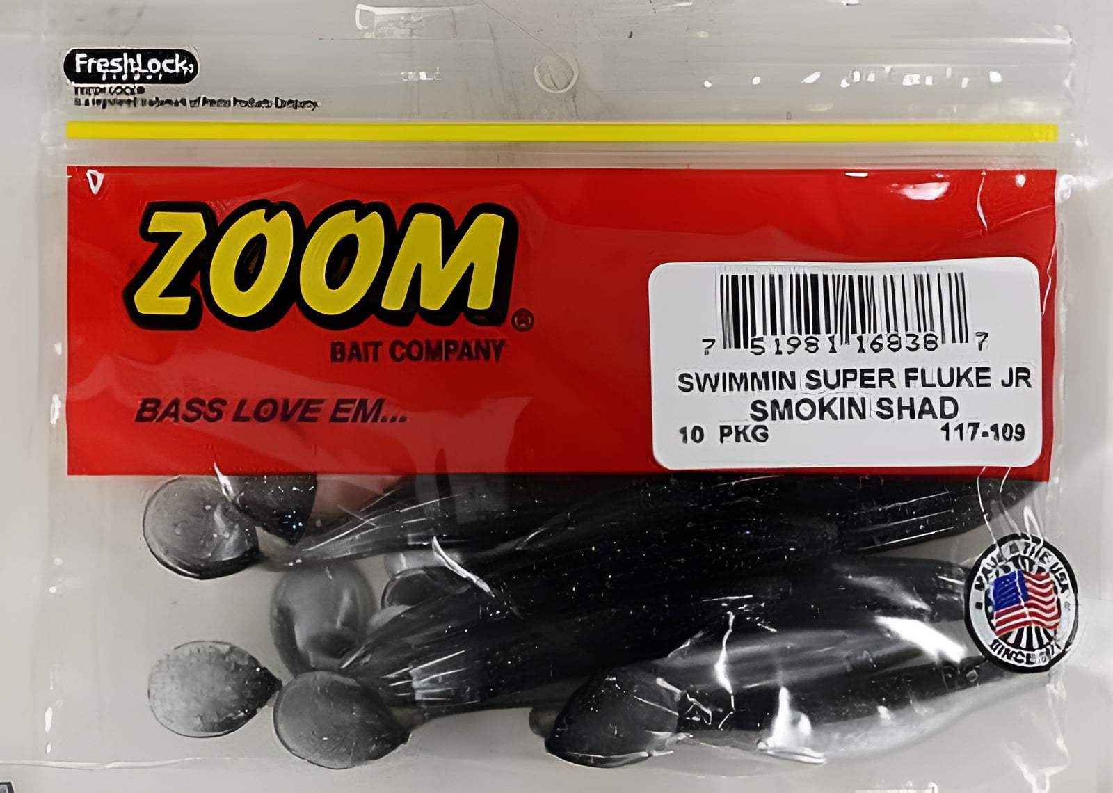 2 pack) Zoom Swimmin Super Fluke Jr Watermelon Red 10pk - Walmart.com