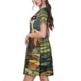 thumbnail image 2 of Disketp Peaceful Deer Lily Pond para Vestido de Manga Corta para Mujeres, Vestidos de Verano para Mujeres, Casual y Holgado para la Playa, 2 of 6