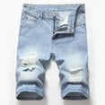 thumbnail image 4 of Nrmvnmi Men's Ripped Trunks Stretchy Washed Jeans Trunks Cut-Off Classic Biker Jeans Trunks Father's Day Gifts For Dad ,4th of July Gifts for Men, 4 of 8