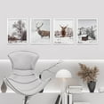 thumbnail image 4 of PixonSign Framed Wall Art Deer Winter Snow Frost Tree Cabin, Set of 4 Nature Wilderness Wall Decor Arts, Animal Wall Décor, Adhesive Canvas Poster, Modern Home Artwork - 8"x10" White, 4 of 5
