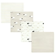 Luvable Friends Hudson Baby Flannel Receiving Blankets 4pk, Beige Sheep